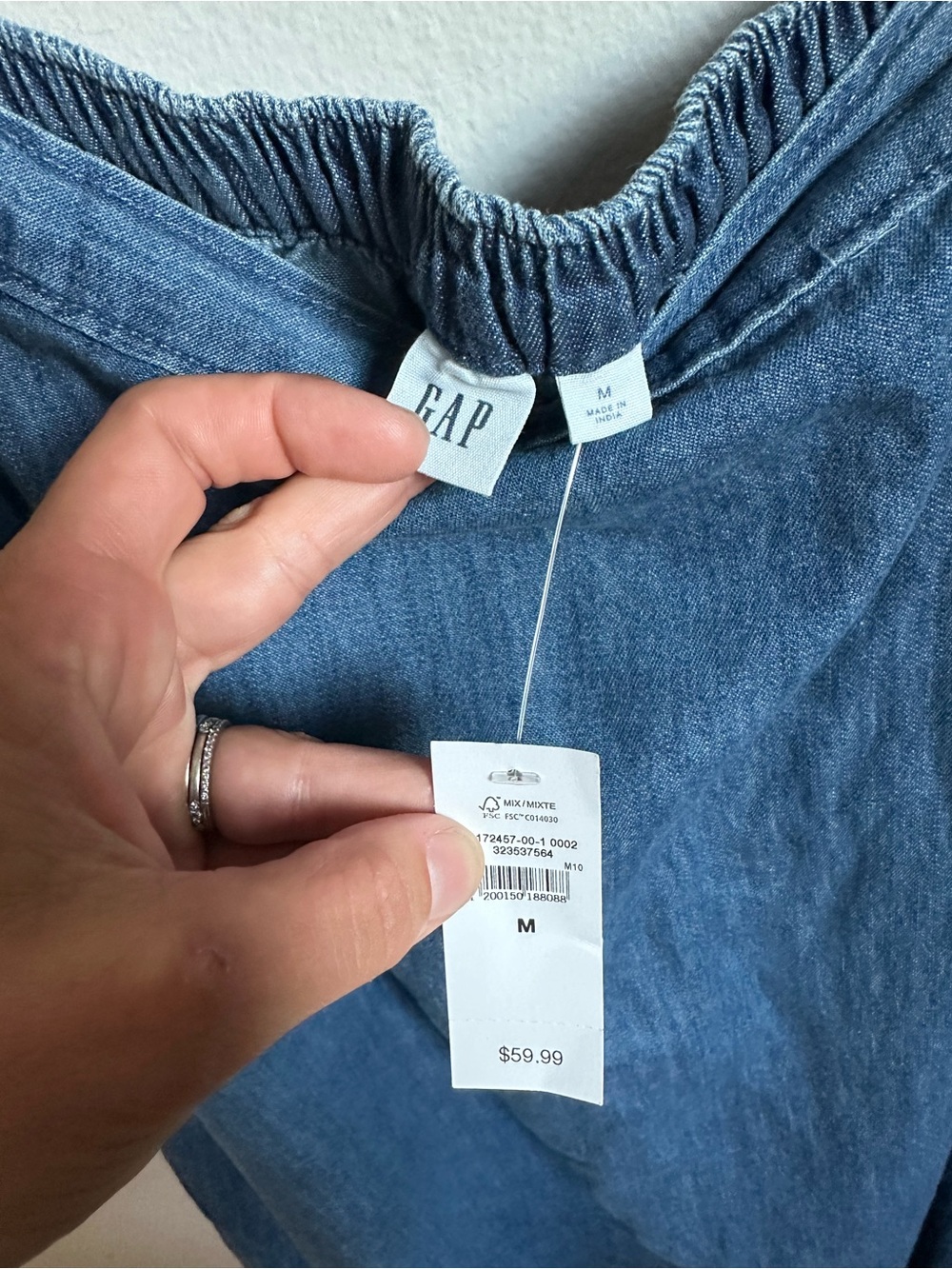 Gap Women's M Linen Tie Front Top Blue A-Line Midi Skirt 2pc Set - Picture 8 of 9